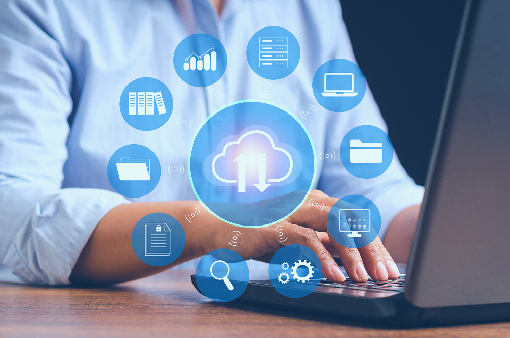 Sydney Managed IT Professional Cloud Management Service cropped image of a businessman using a laptop to access cloud management services
